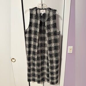BCBG Plaid Long Vest